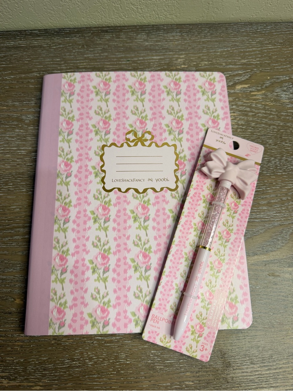 Loves Shack Fancy Notebook Pen Set Pink Floral Coquette Stationery Target NEW
